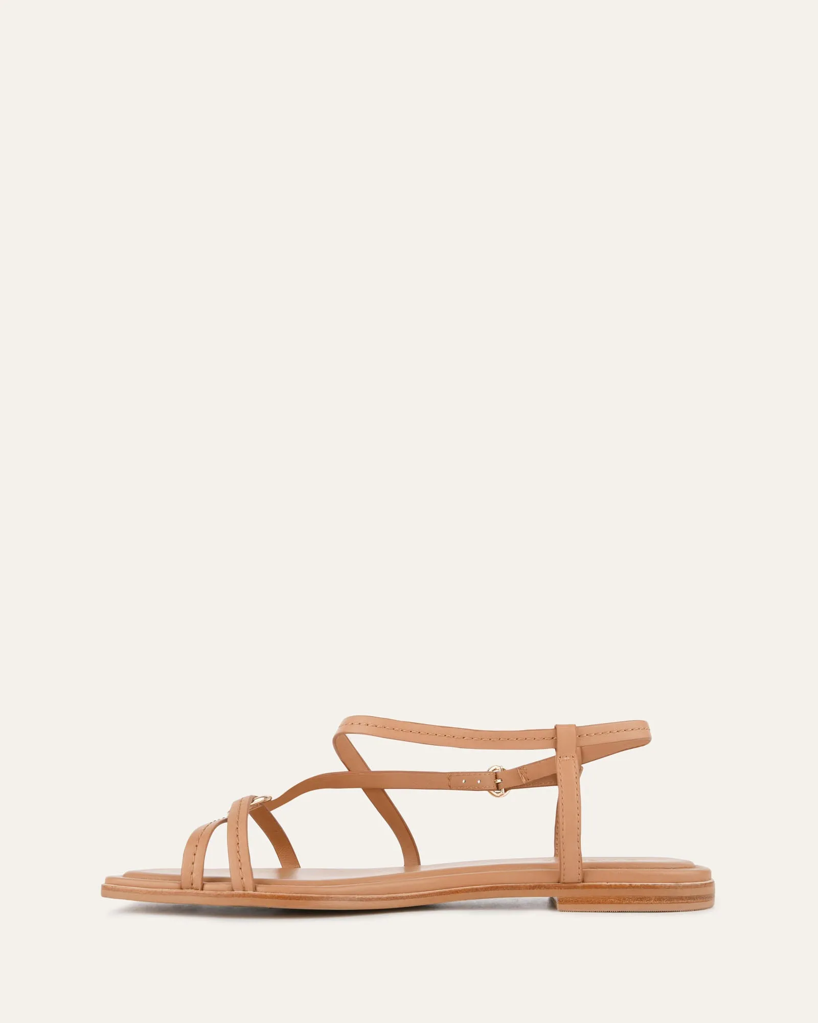 SANDALES PLATES ADDI EN CUIR TOFFEE