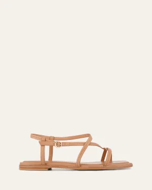 SANDALES PLATES ADDI EN CUIR TOFFEE