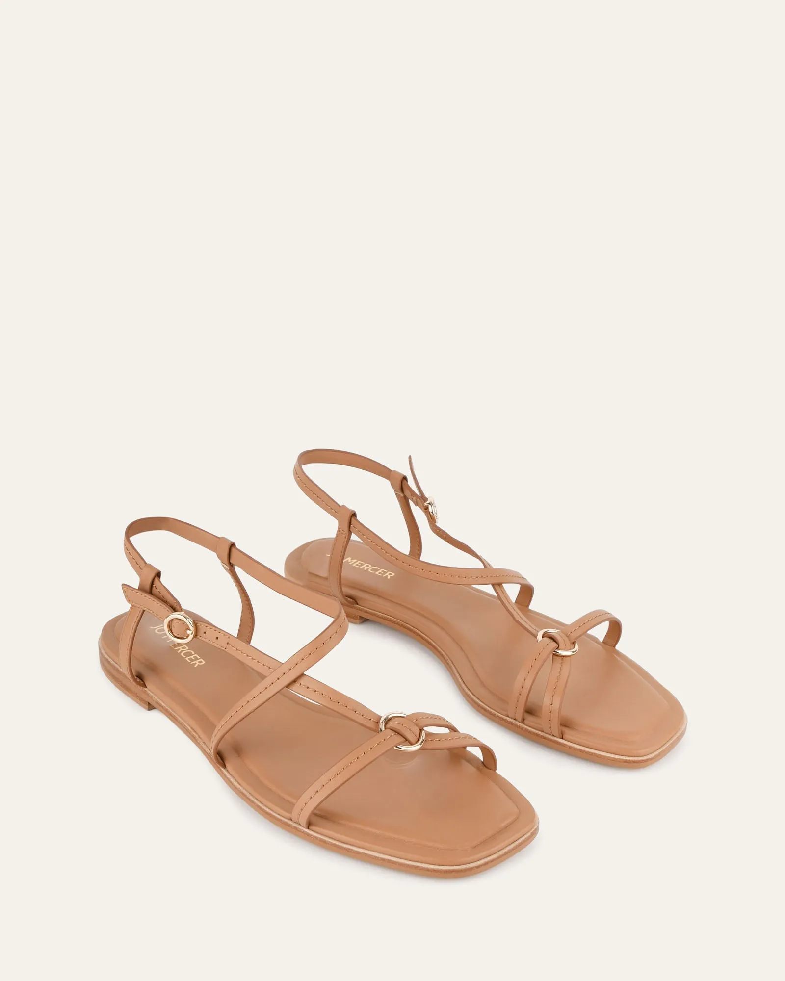 SANDALES PLATES ADDI EN CUIR TOFFEE