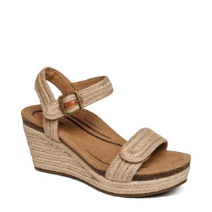 Aetrex Sandale Wedge Espadrille à Lanières Sydney pour Femme en Naturel