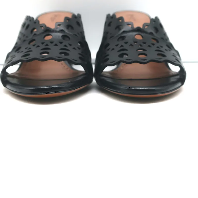 Alaia Mules en Cuir à Découpe Laser Noir Taille 39 Talons Ouverts