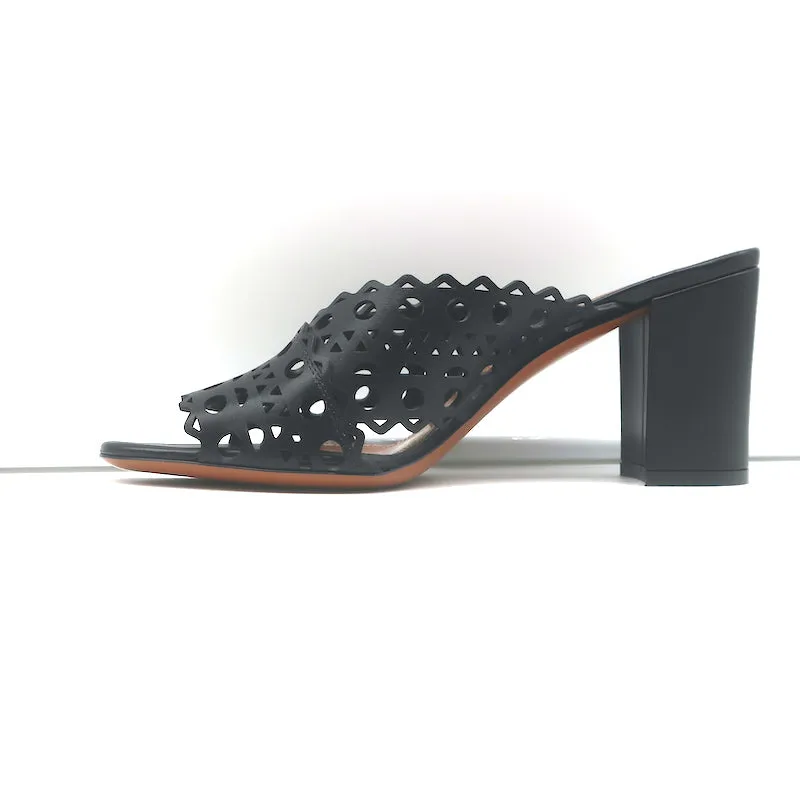 Alaia Mules en Cuir à Découpe Laser Noir Taille 39 Talons Ouverts