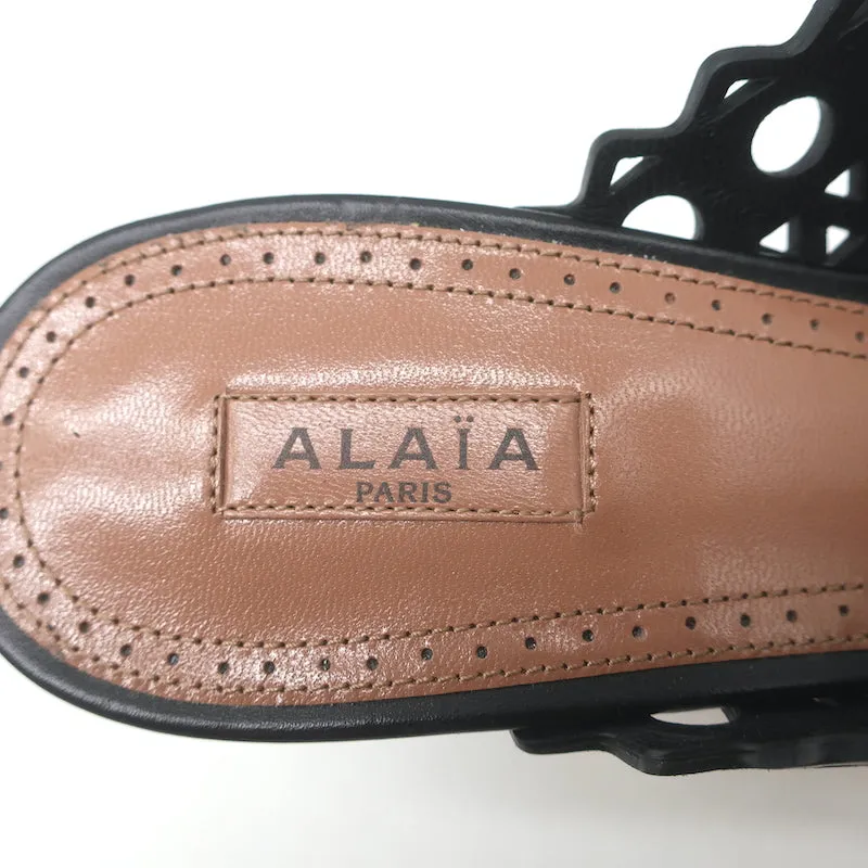 Alaia Mules en Cuir à Découpe Laser Noir Taille 39 Talons Ouverts
