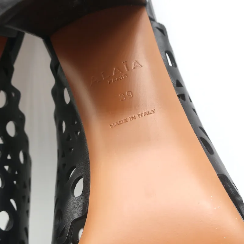 Alaia Mules en Cuir à Découpe Laser Noir Taille 39 Talons Ouverts
