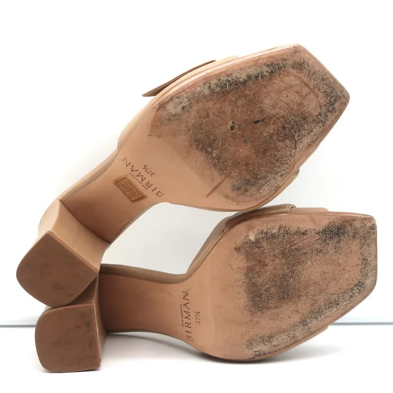 Mules à talons hauts Alexandre Birman en cuir nude taille 37.5 avec embellissements cristaux