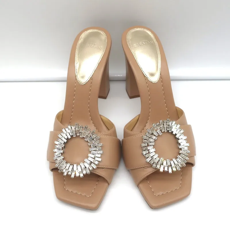 Mules à talons hauts Alexandre Birman en cuir nude taille 37.5 avec embellissements cristaux
