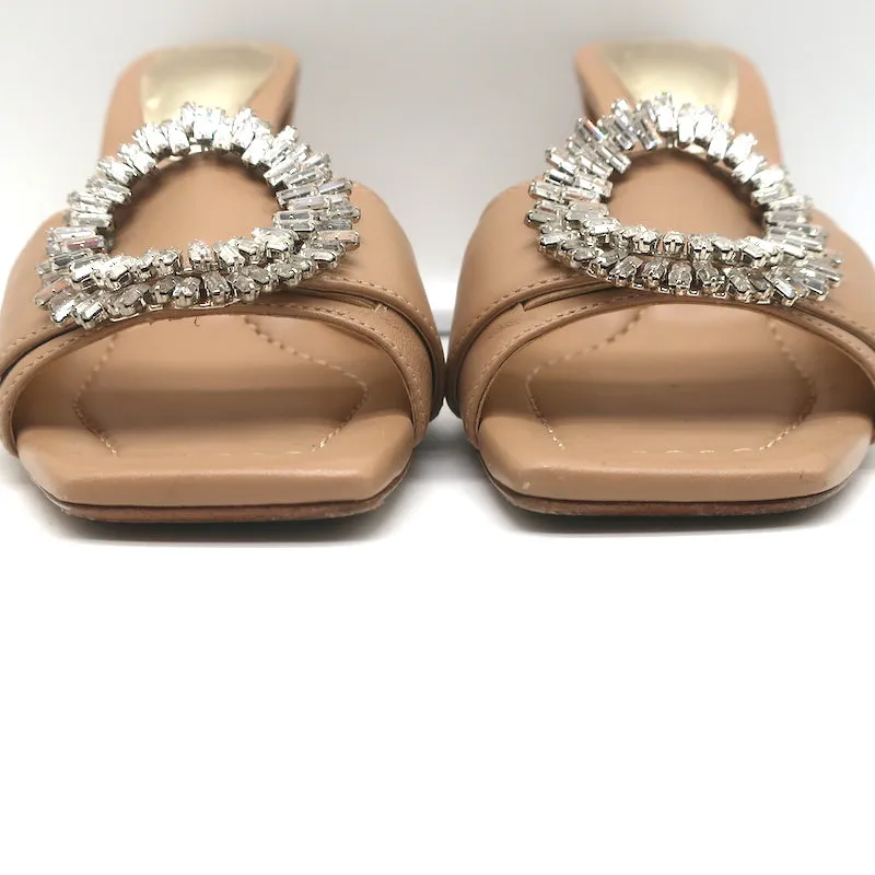 Mules à talons hauts Alexandre Birman en cuir nude taille 37.5 avec embellissements cristaux