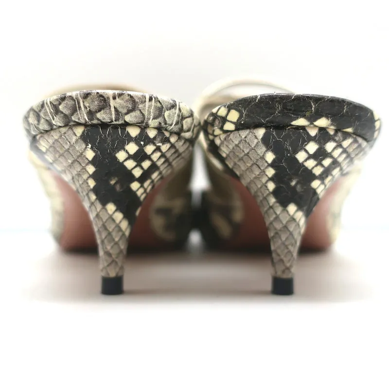 Aquazzura Rendez Vous Mules à petit talon en peau de serpent et cuir métallisé Taille 38.5
