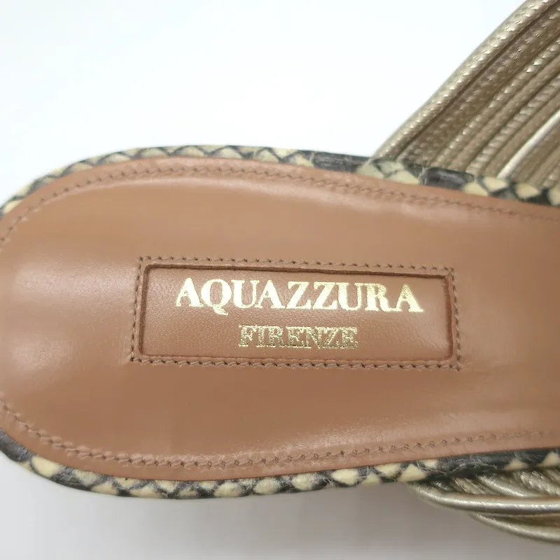 Aquazzura Rendez Vous Mules à petit talon en peau de serpent et cuir métallisé Taille 38.5
