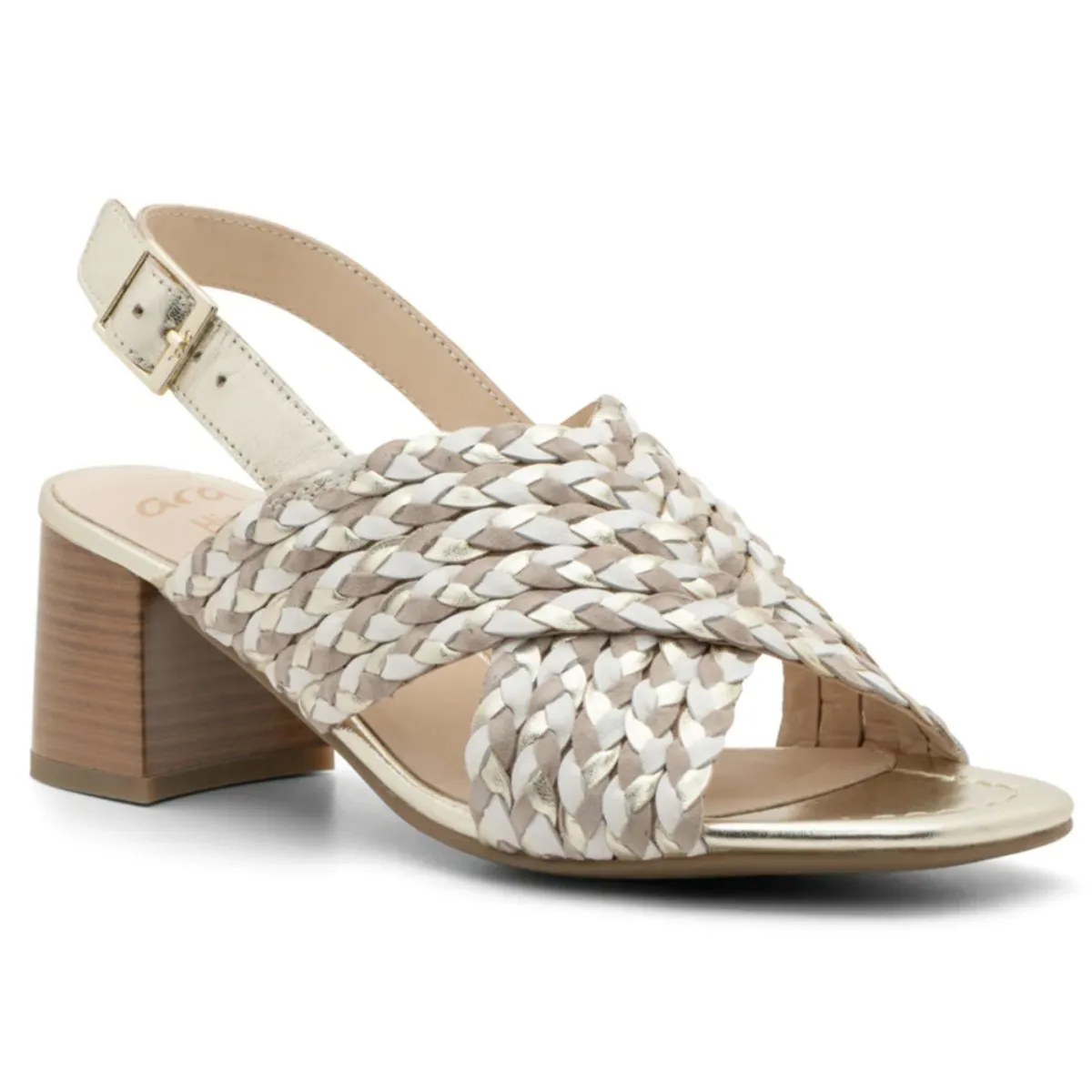 Ara Femmes Benson Sand Métallique Tissé en Cuir