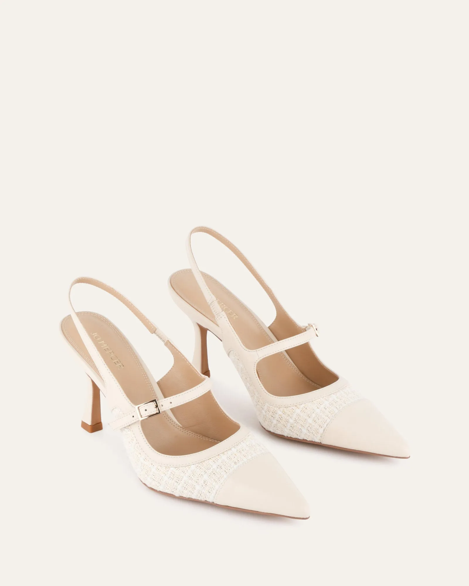 ESCARPINS ASCOT À TALONS HAUTS EN TWEED OFF-WHITE