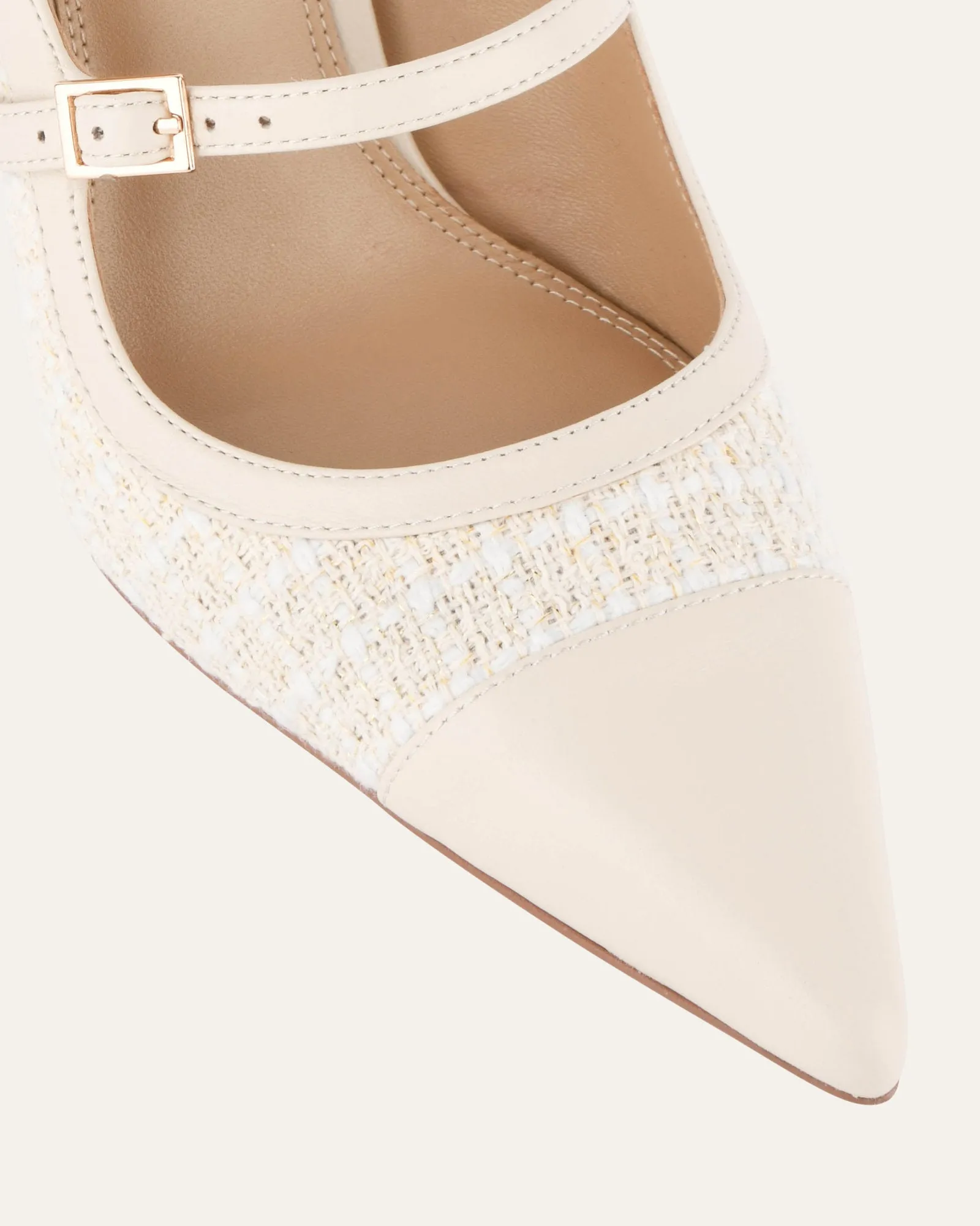 ESCARPINS ASCOT À TALONS HAUTS EN TWEED OFF-WHITE