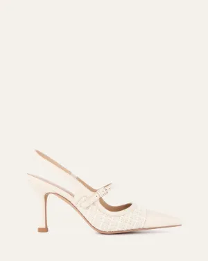 ESCARPINS ASCOT À TALONS HAUTS EN TWEED OFF-WHITE