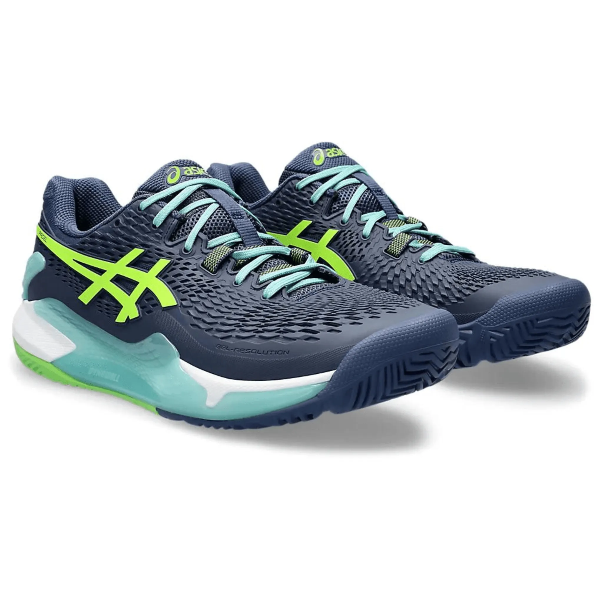 ASICS Chaussures de Padel GEL-RESOLUTION 9 pour Homme Bleu Foudre & Vert Électrique