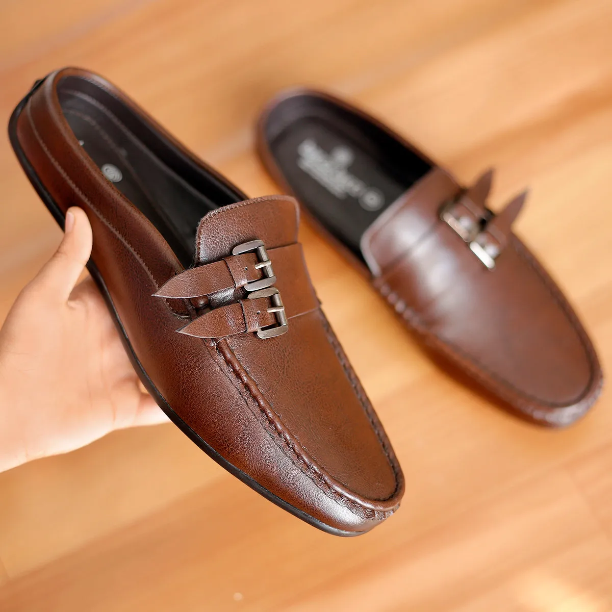 Bacca Bucci JAMBOREE Mules/Sabots/Loafers sans talon pour Soirée/Voyage/Bureau - Marron