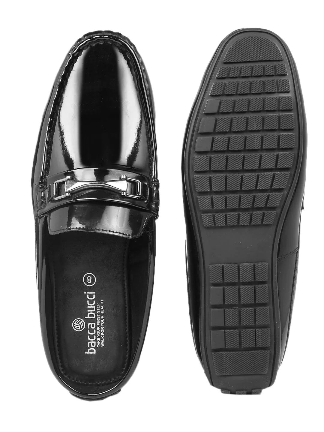 Bacca Bucci JAMBOREE Mules/Sabots/Loafers sans contrefort pour Soirée/Voyage/Bureau - Noir brillant
