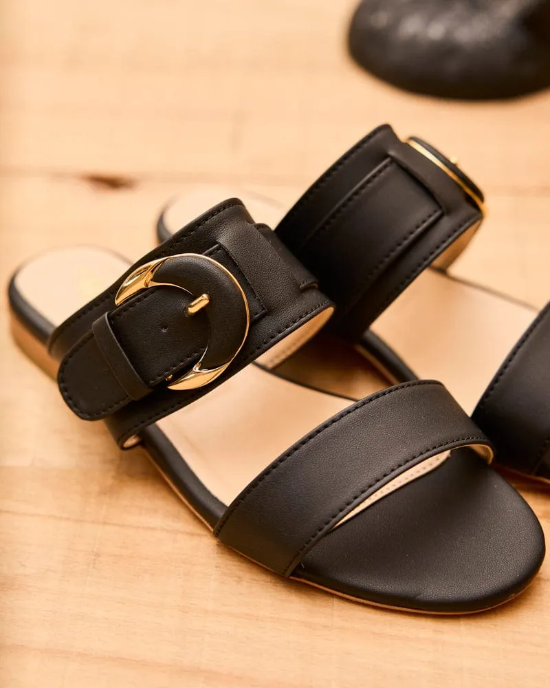 Baracci Sandales à Boucle Lune en Simili-Cuir Vegan | Noir