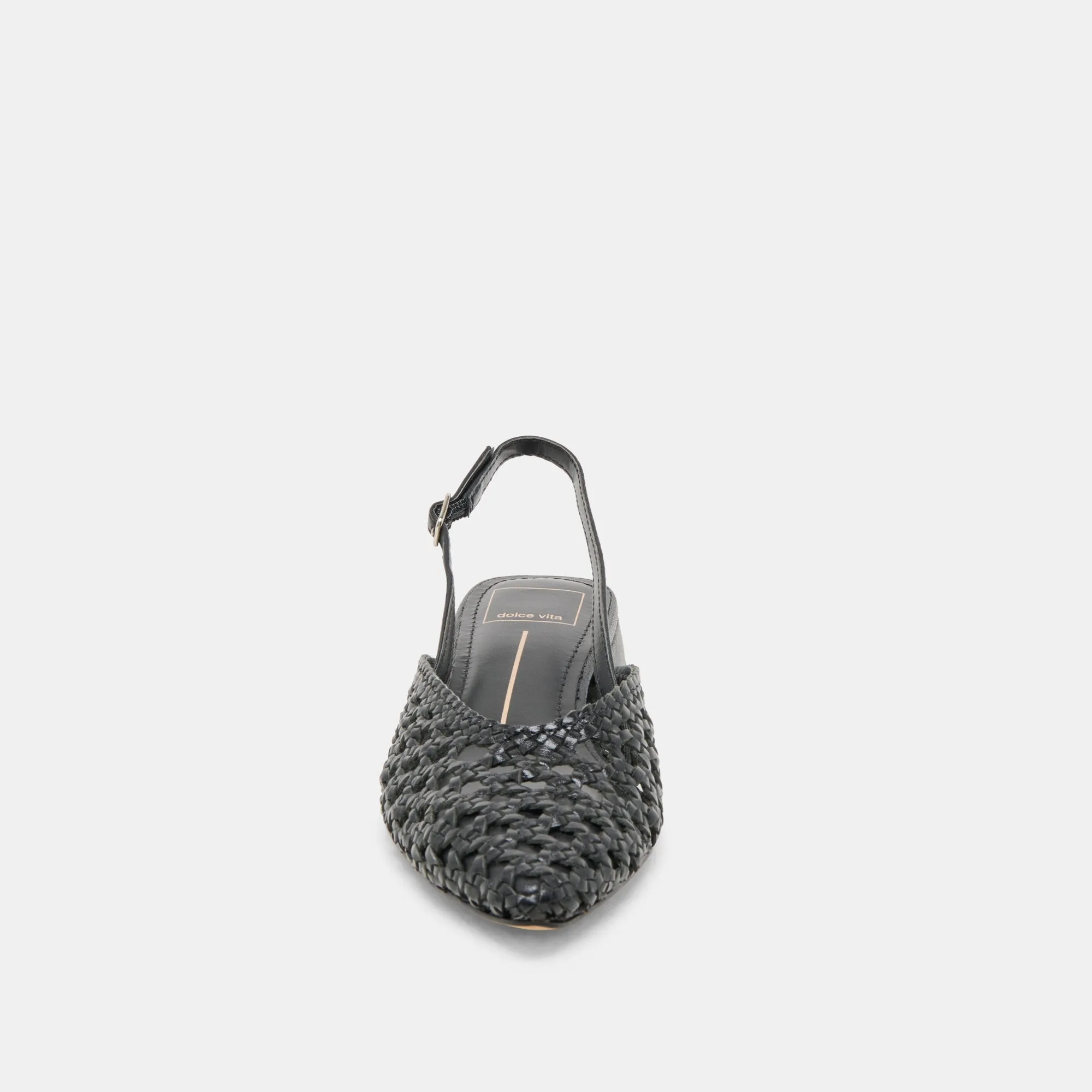 BIRDIE FLATS EN CUIR TISSÉ NOIR