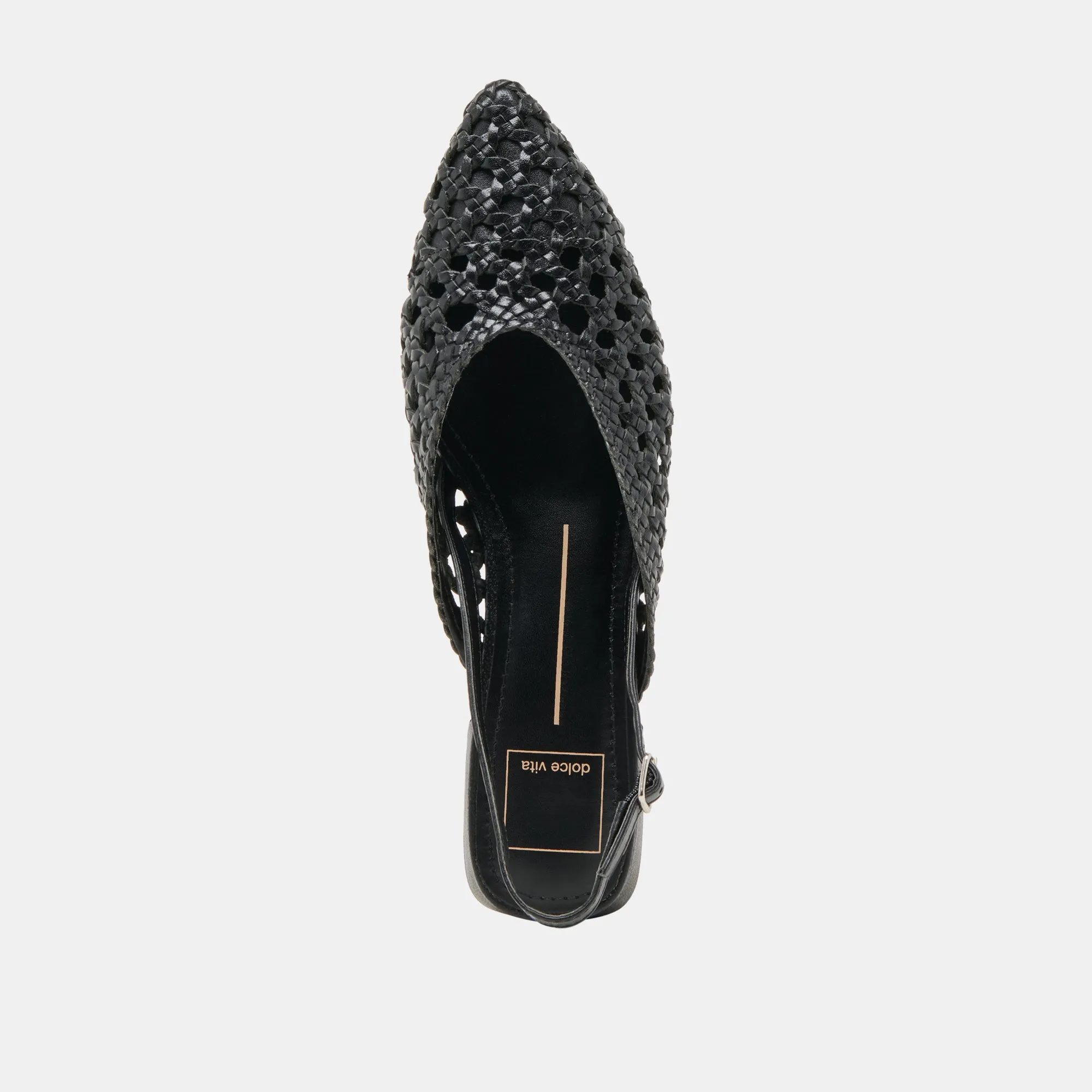 BIRDIE FLATS EN CUIR TISSÉ NOIR