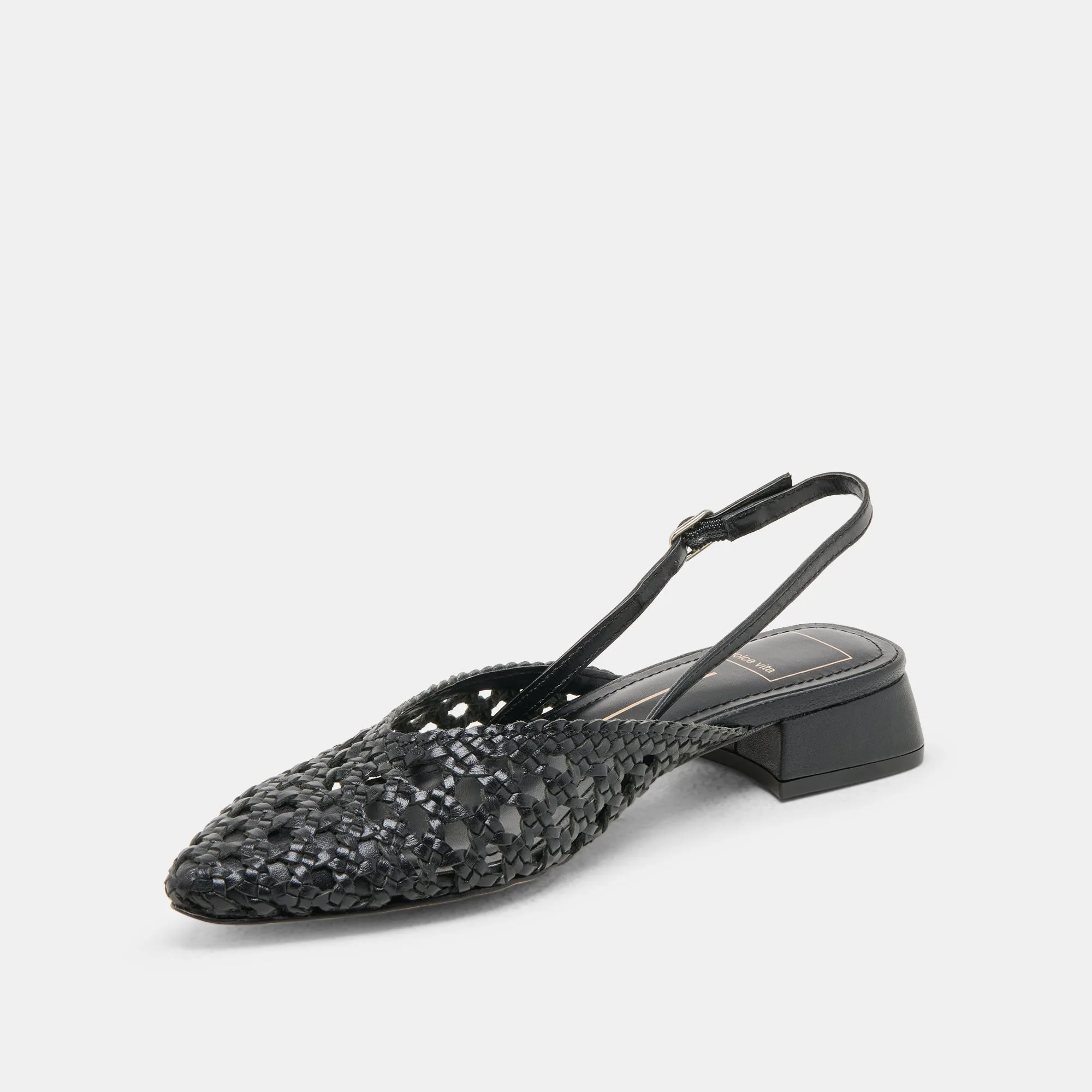 BIRDIE FLATS EN CUIR TISSÉ NOIR