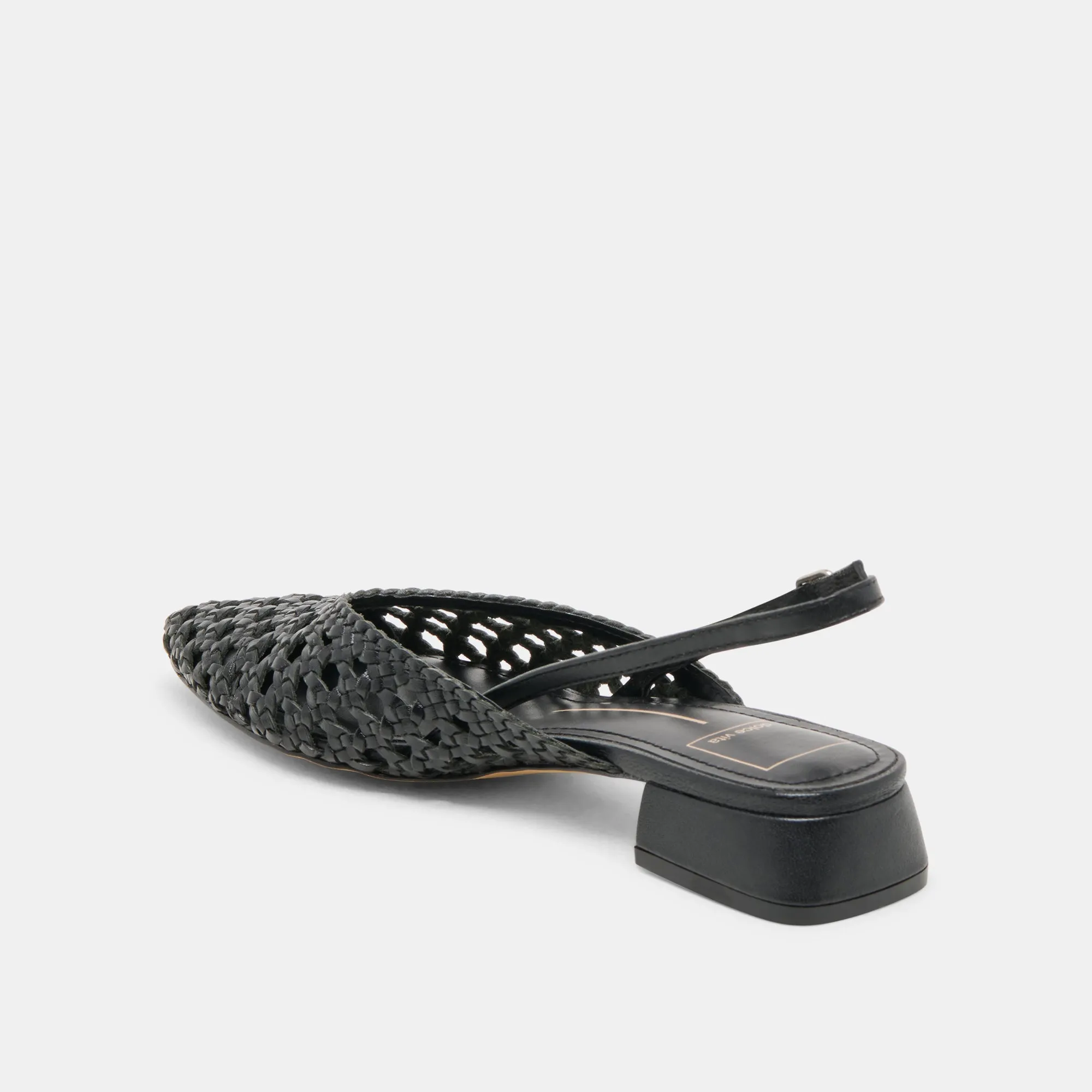 BIRDIE FLATS EN CUIR TISSÉ NOIR
