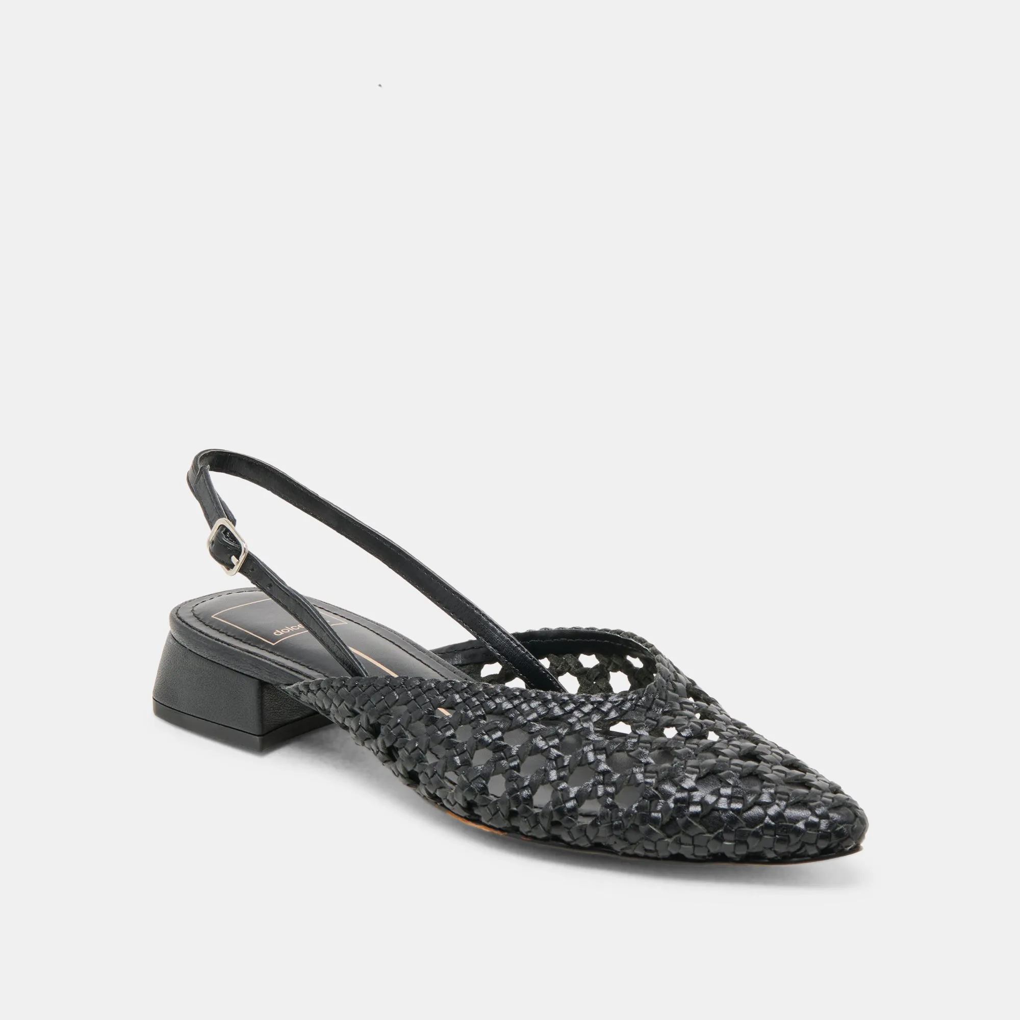 BIRDIE FLATS EN CUIR TISSÉ NOIR