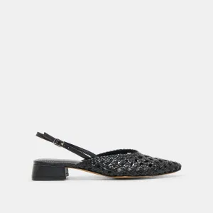 BIRDIE FLATS EN CUIR TISSÉ NOIR