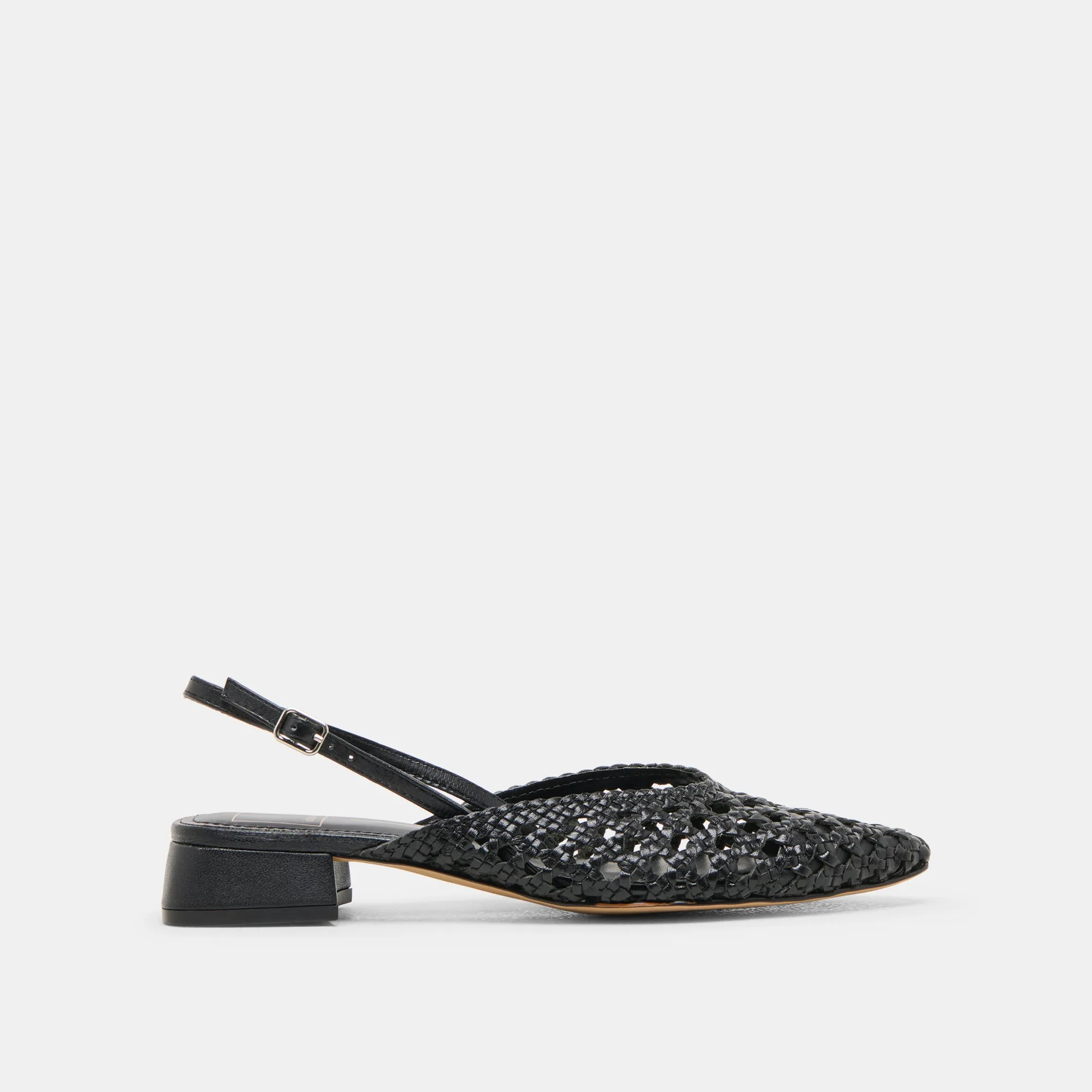 BIRDIE FLATS EN CUIR TISSÉ NOIR