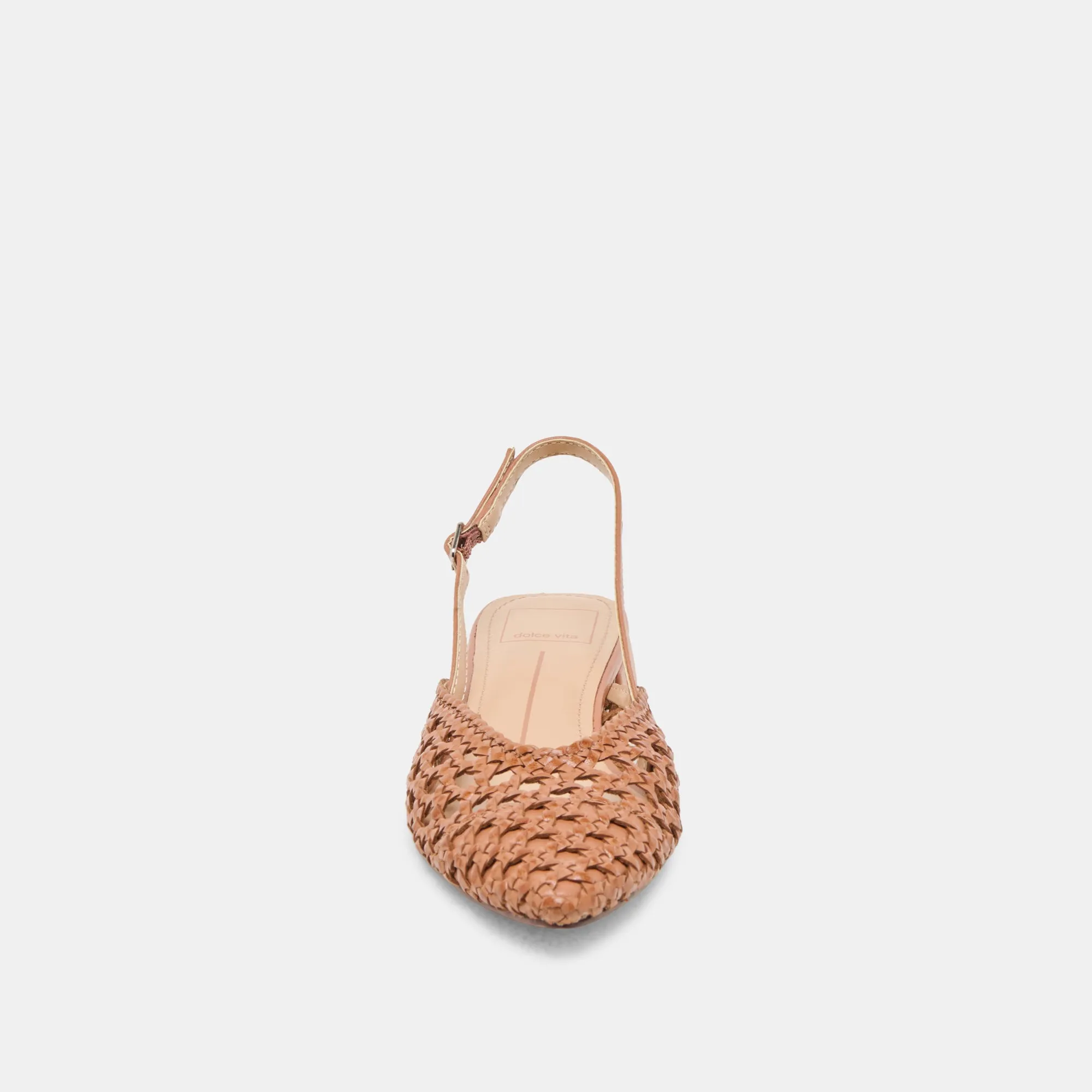 BIRDIE FLATS CUIR TISSÉ TAN