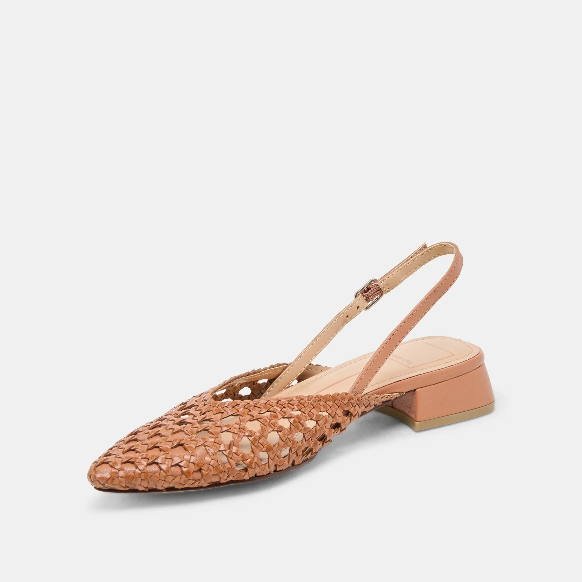BIRDIE FLATS CUIR TISSÉ TAN