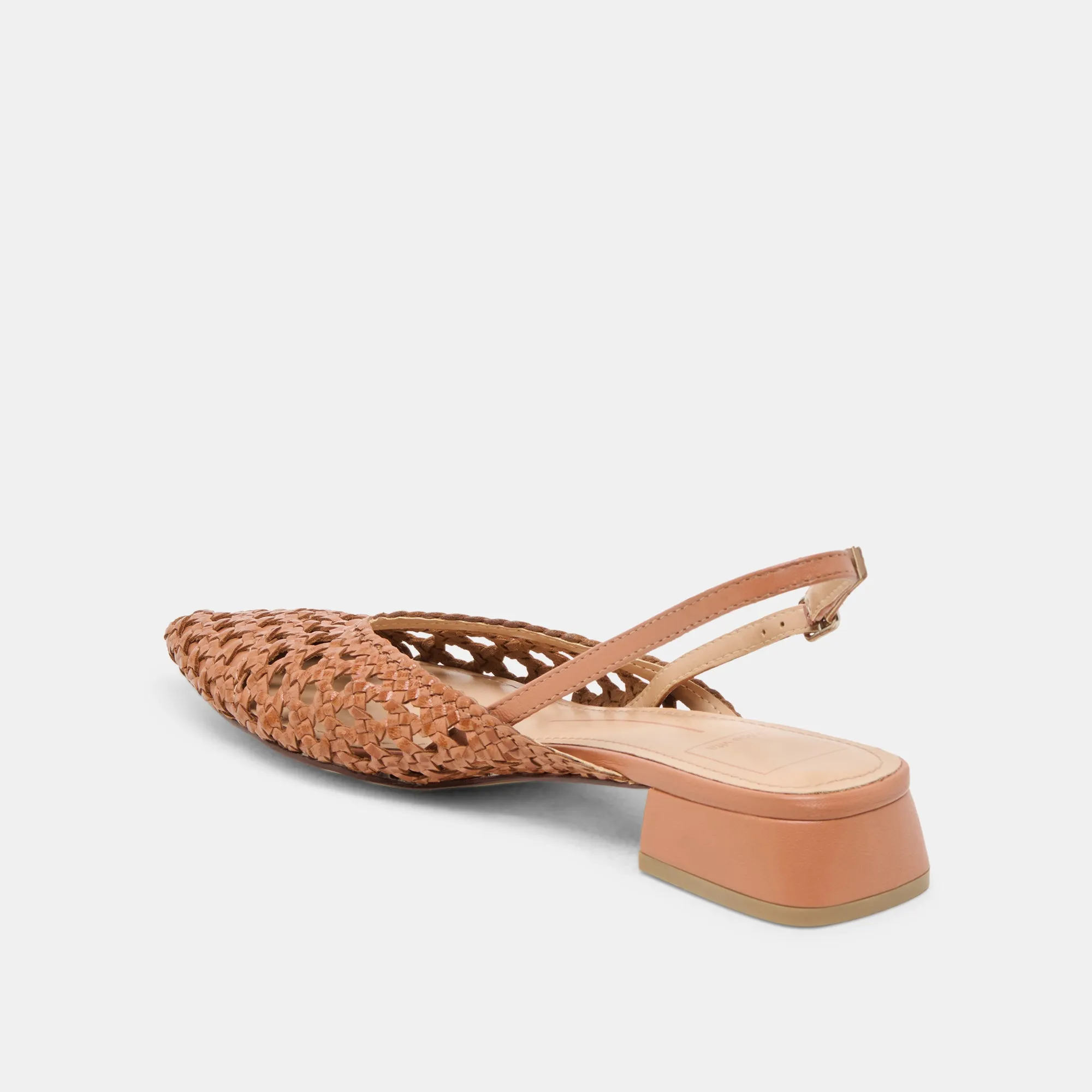 BIRDIE FLATS CUIR TISSÉ TAN