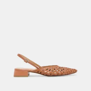 BIRDIE FLATS CUIR TISSÉ TAN