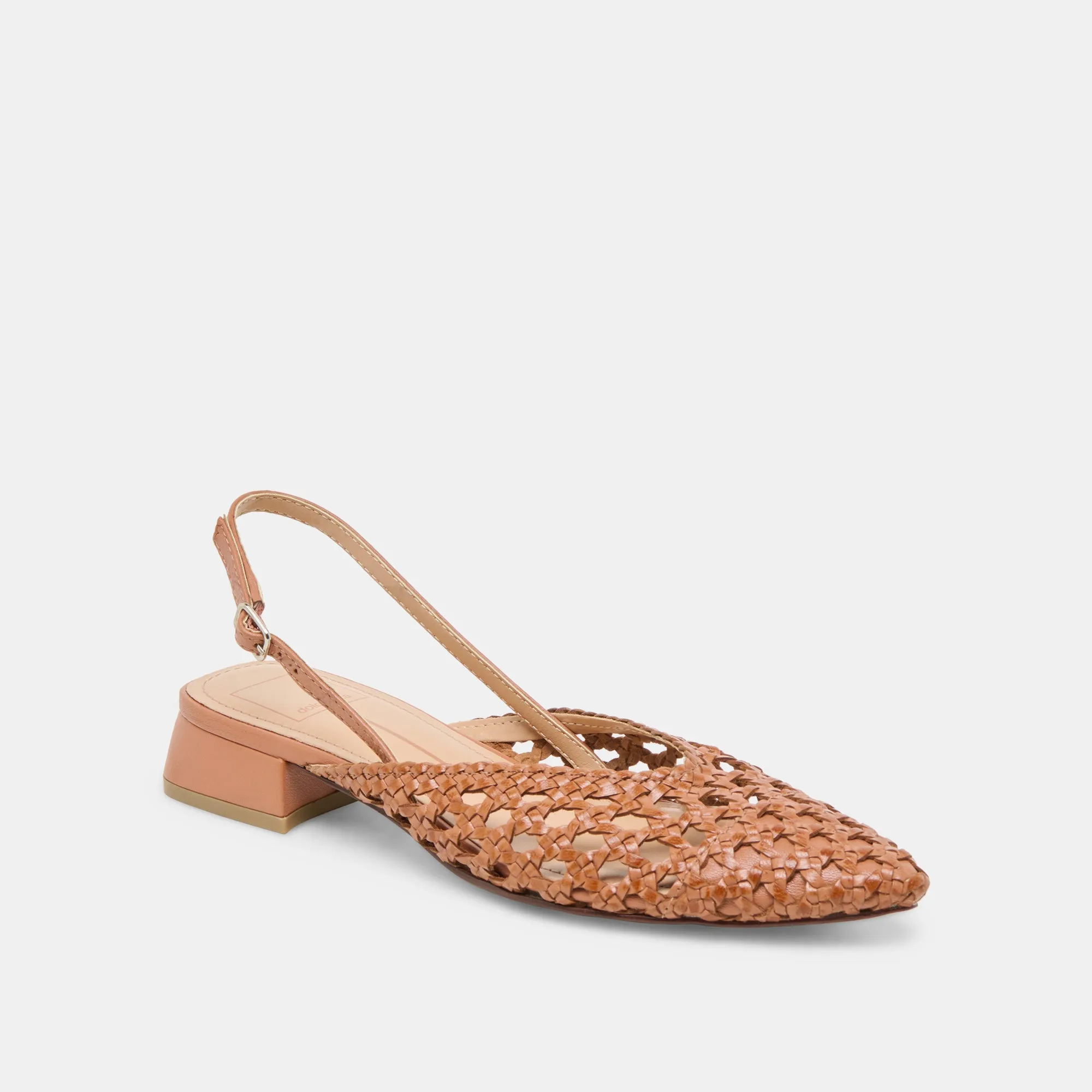 BIRDIE FLATS CUIR TISSÉ TAN