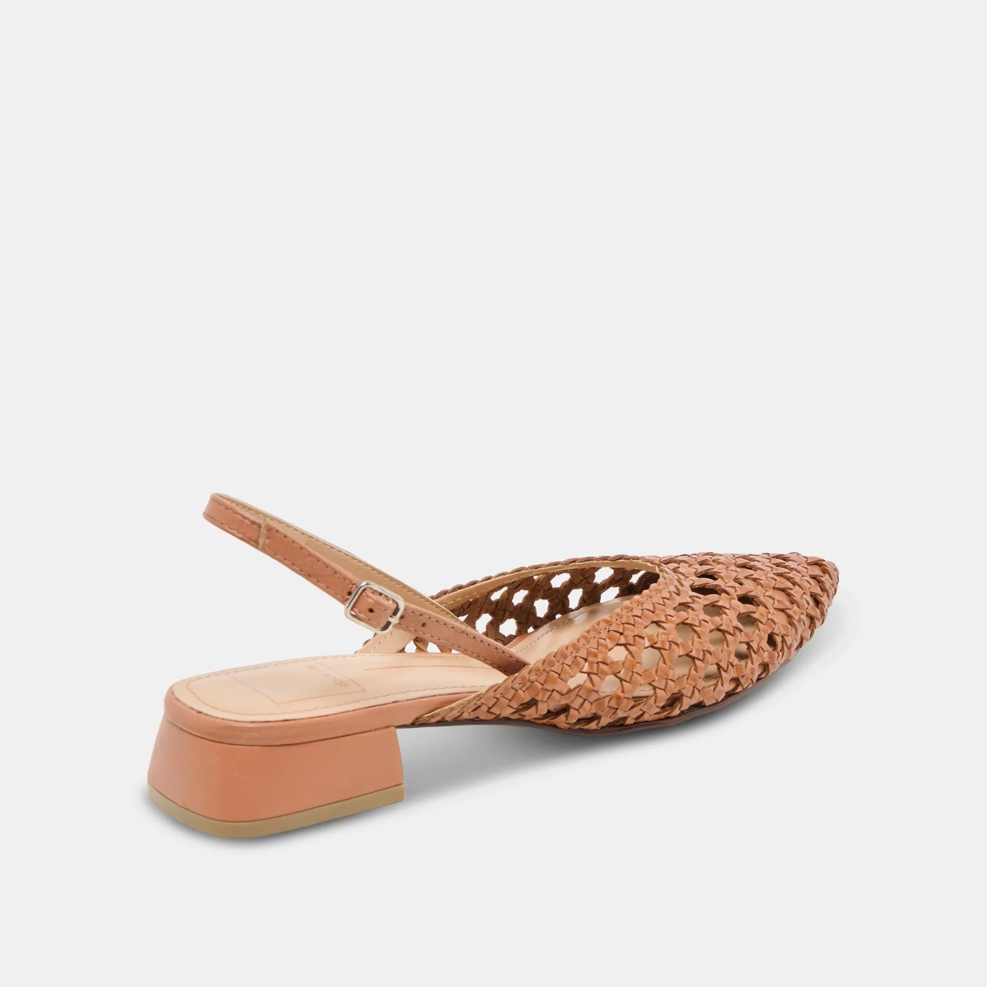 BIRDIE FLATS CUIR TISSÉ TAN