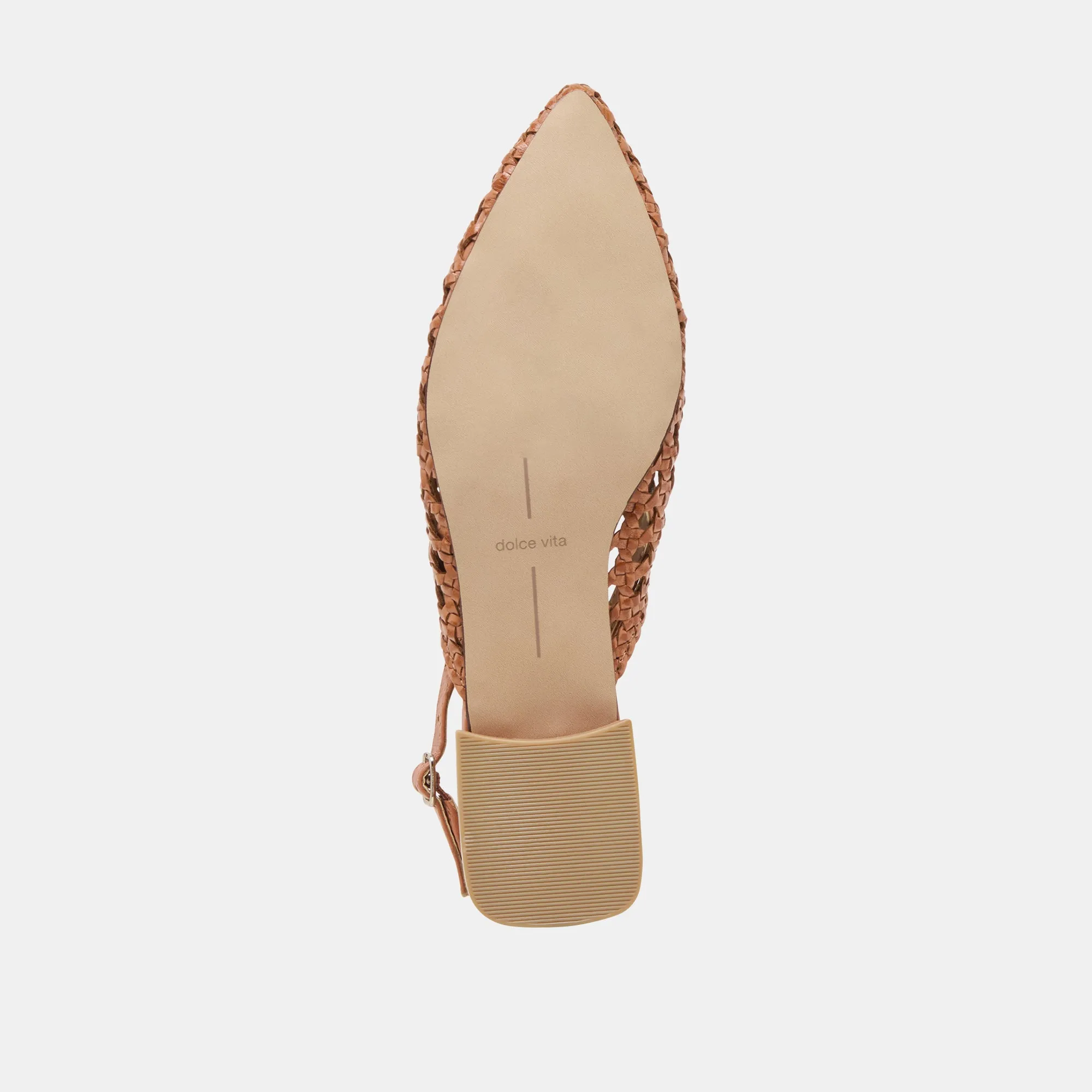 BIRDIE FLATS CUIR TISSÉ TAN