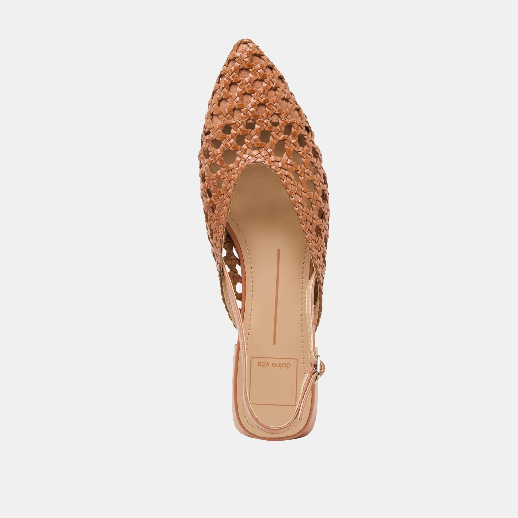 BIRDIE FLATS CUIR TISSÉ TAN