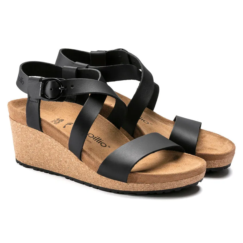 Birkenstock Femme Sibyl Sandale à Plateforme en Cuir Lisse Noir