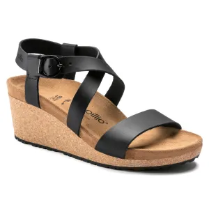 Birkenstock Femme Sibyl Sandale à Plateforme en Cuir Lisse Noir