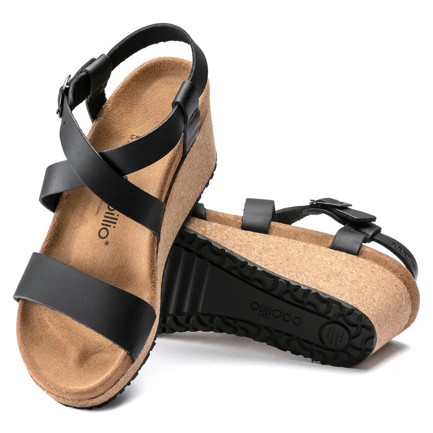 Birkenstock Femme Sibyl Sandale à Plateforme en Cuir Lisse Noir