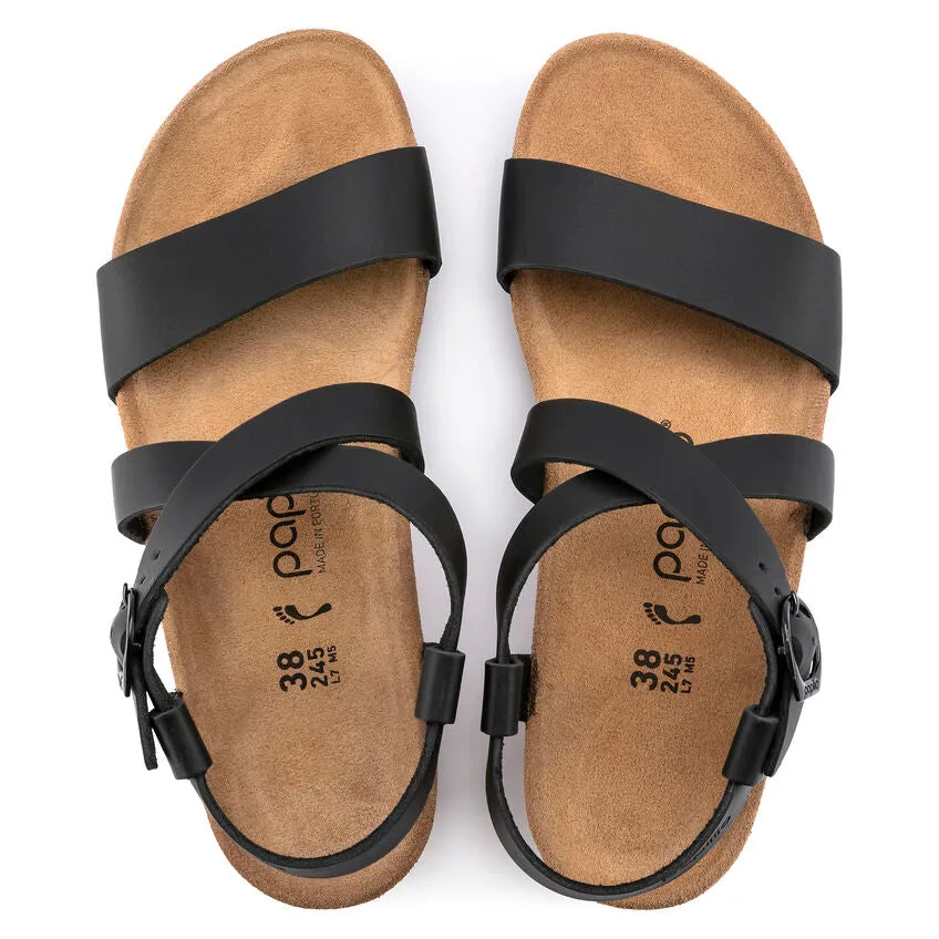 Birkenstock Femme Sibyl Sandale à Plateforme en Cuir Lisse Noir