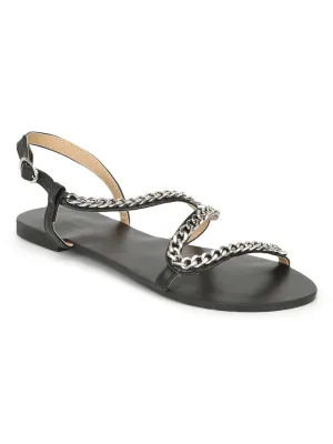 Escarpins à enfiler avec bride chaînette noire