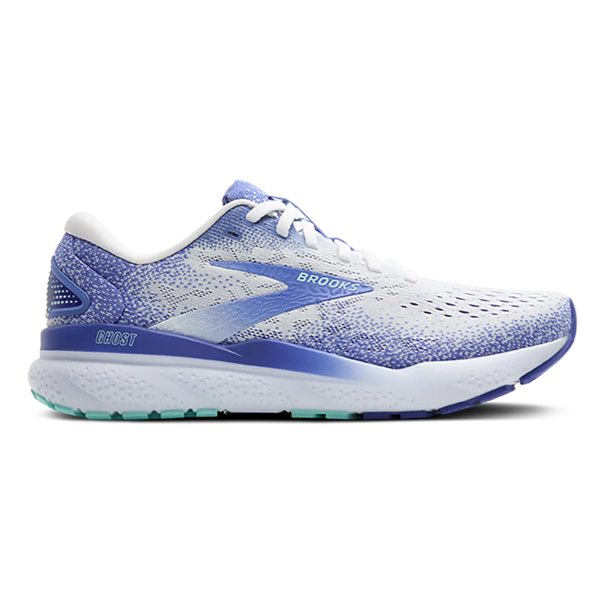 Brooks Ghost 16 - Blanc - Bleu Amparo - Coquille de Patelle