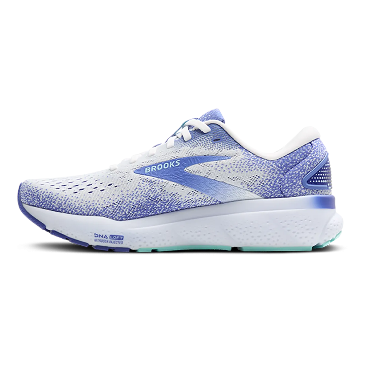 Brooks Ghost 16 - Blanc - Bleu Amparo - Coquille de Patelle