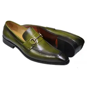Carrucci KS478-02 Mocassin à Enfiler Bout Avant en Cuir - Olive