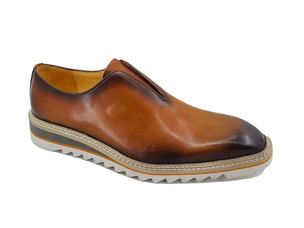 Carrucci KS550-08 Loafer sans lacets avec semelle contrastée - Cognac