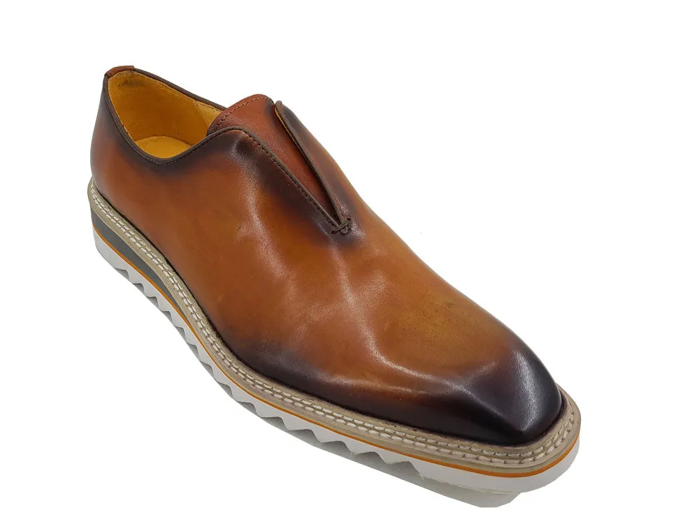 Carrucci KS550-08 Loafer sans lacets avec semelle contrastée - Cognac