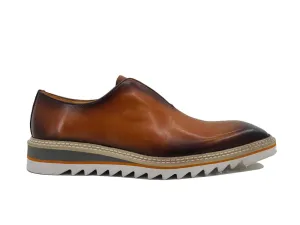 Carrucci KS550-08 Loafer sans lacets avec semelle contrastée - Cognac
