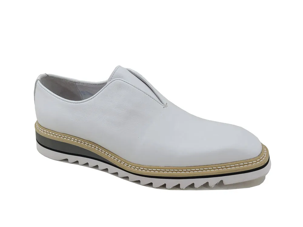 Carrucci KS550-08 Mocassin sans lacets avec semelle contrastée - Blanc
