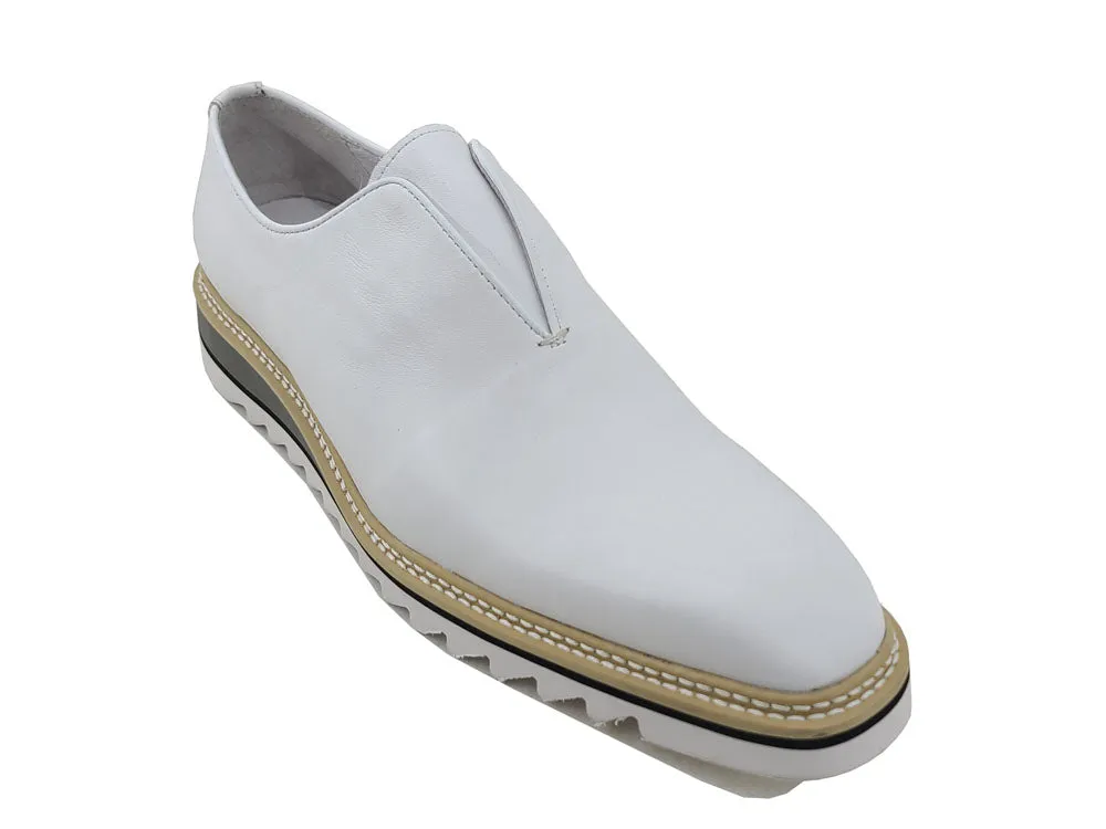 Carrucci KS550-08 Mocassin sans lacets avec semelle contrastée - Blanc
