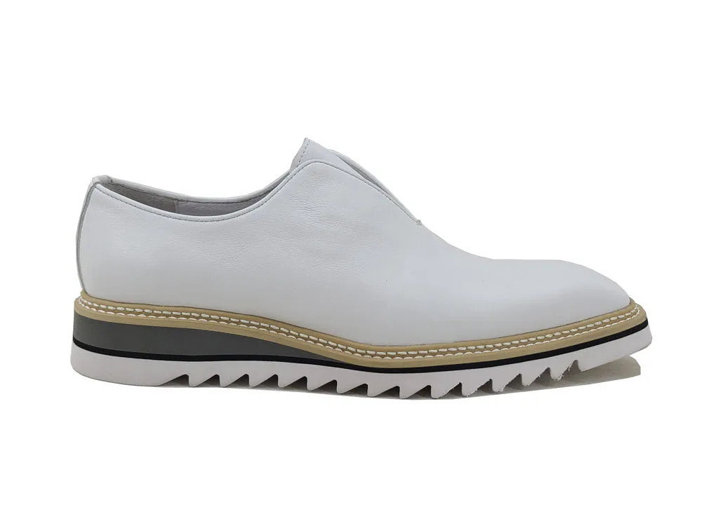 Carrucci KS550-08 Mocassin sans lacets avec semelle contrastée - Blanc